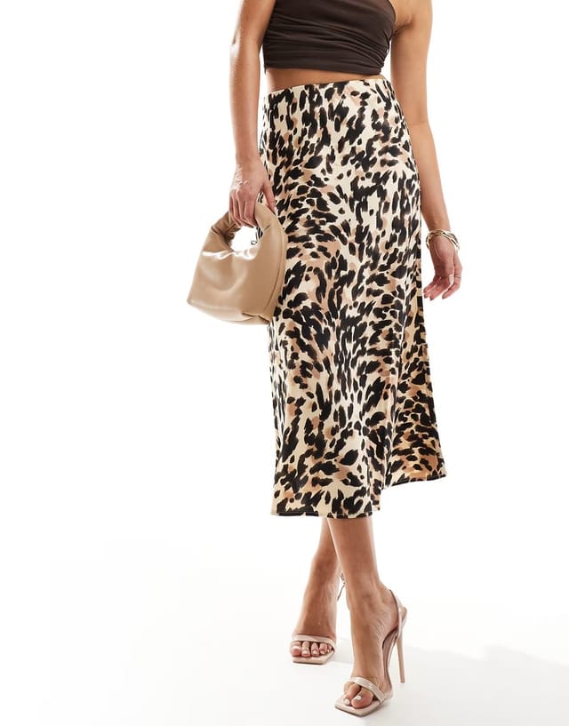 ASOS YAS satin midi skirt in leopard print - MULTI - 3
