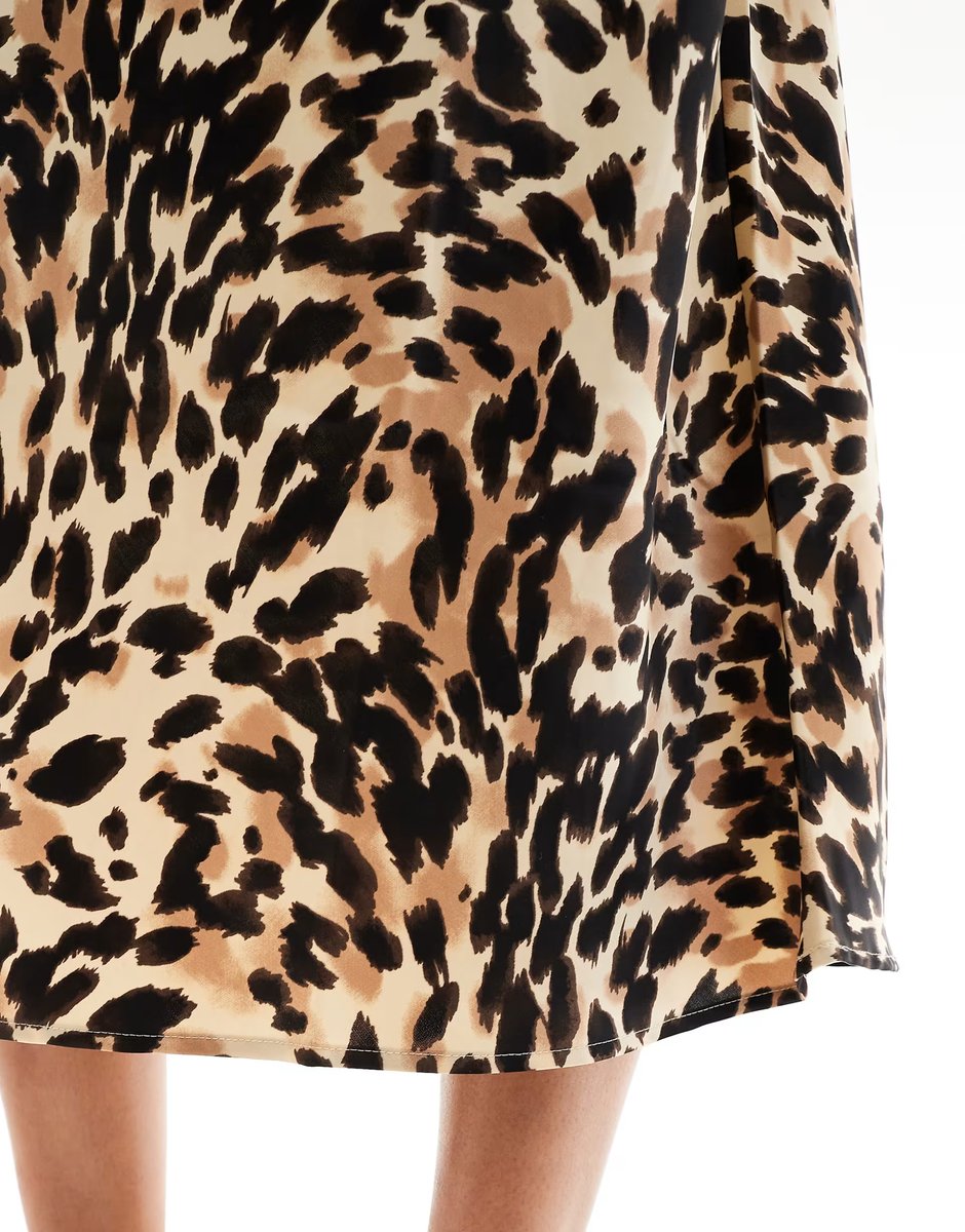 ASOS YAS satin midi skirt in leopard print - MULTI - 4