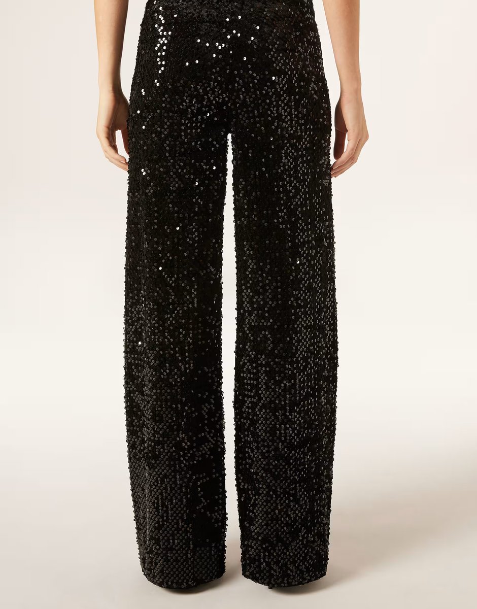 ASOS Calzedonia Velvet and sequin palazzo trousers in black - 2