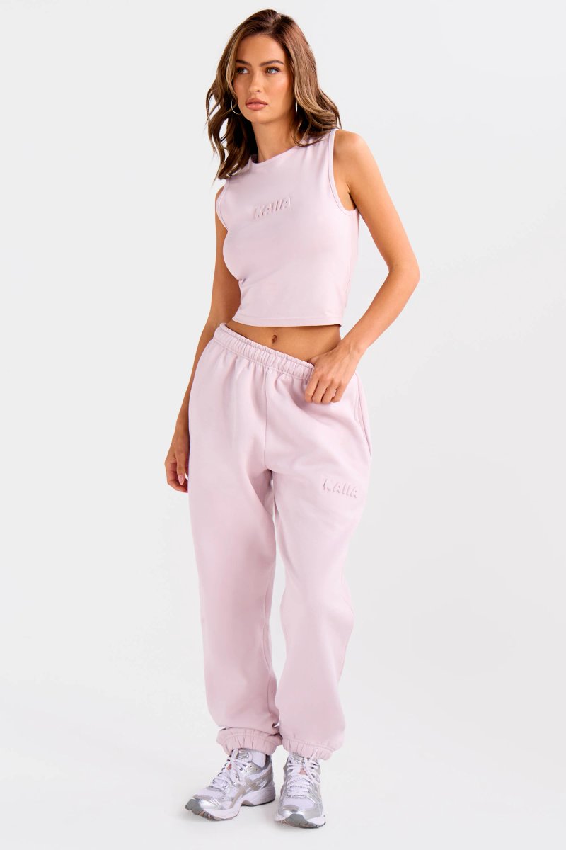 Kaiia Kaiia Embossed Bubble Logo Cuffed Joggers Pale Dusty Lilac - 3