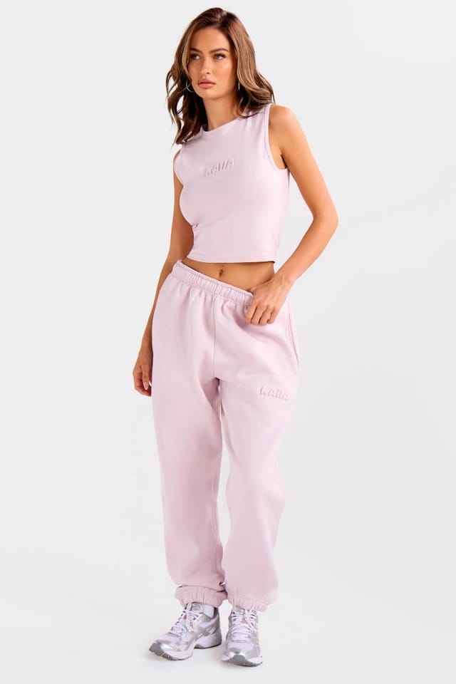 Kaiia Kaiia Embossed Bubble Logo Cuffed Joggers Pale Dusty Lilac - 3