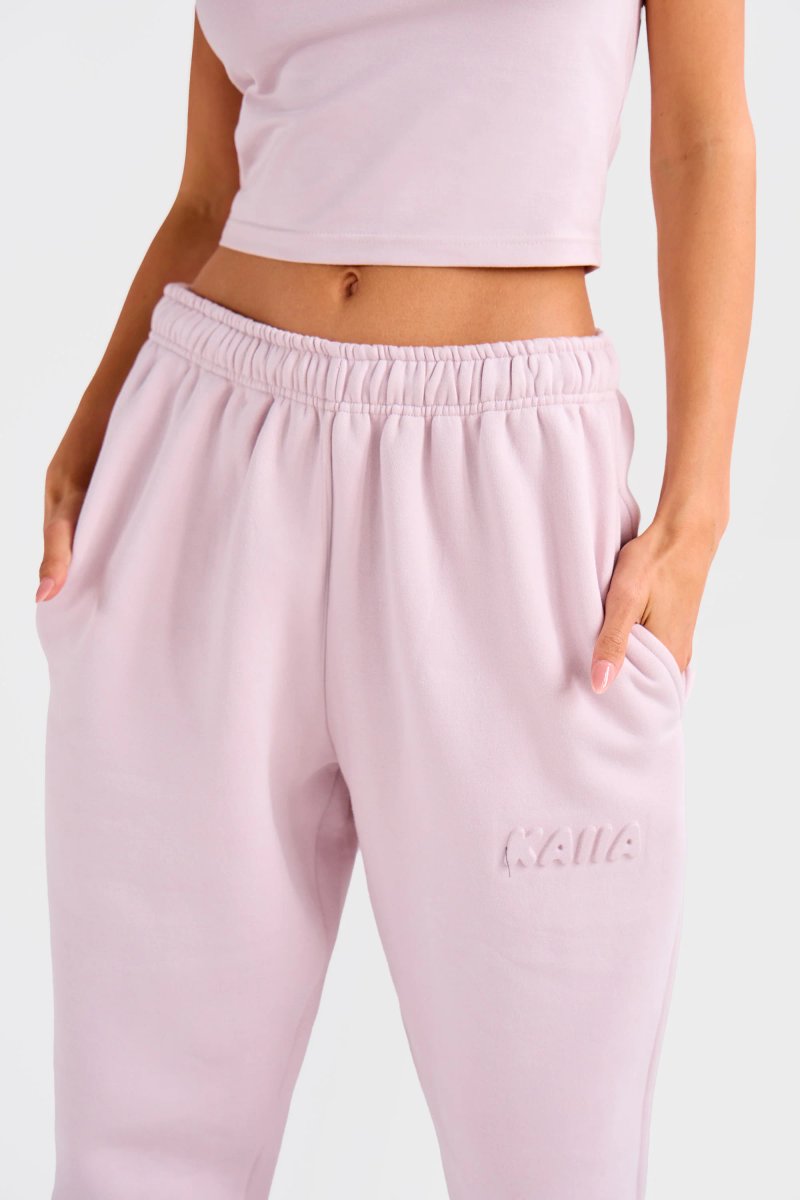 Kaiia Kaiia Embossed Bubble Logo Cuffed Joggers Pale Dusty Lilac - 4