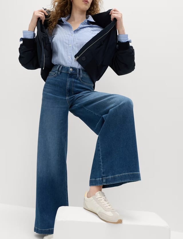 Marks & Spencer M&S High Waisted Wide Leg Jeans Medium Indigo - 2