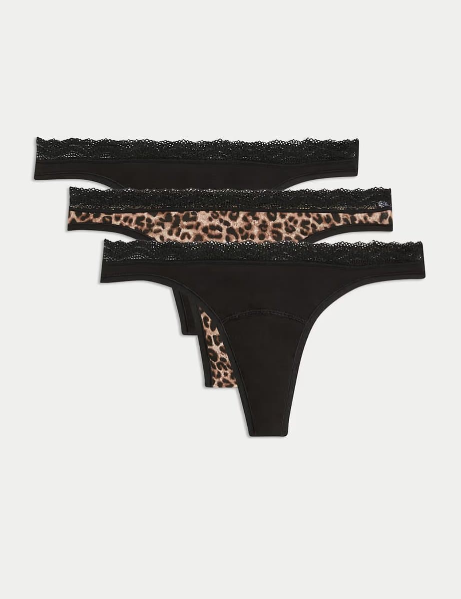 Marks & Spencer M&S 3pk Light Absorbency Period Thongs Black