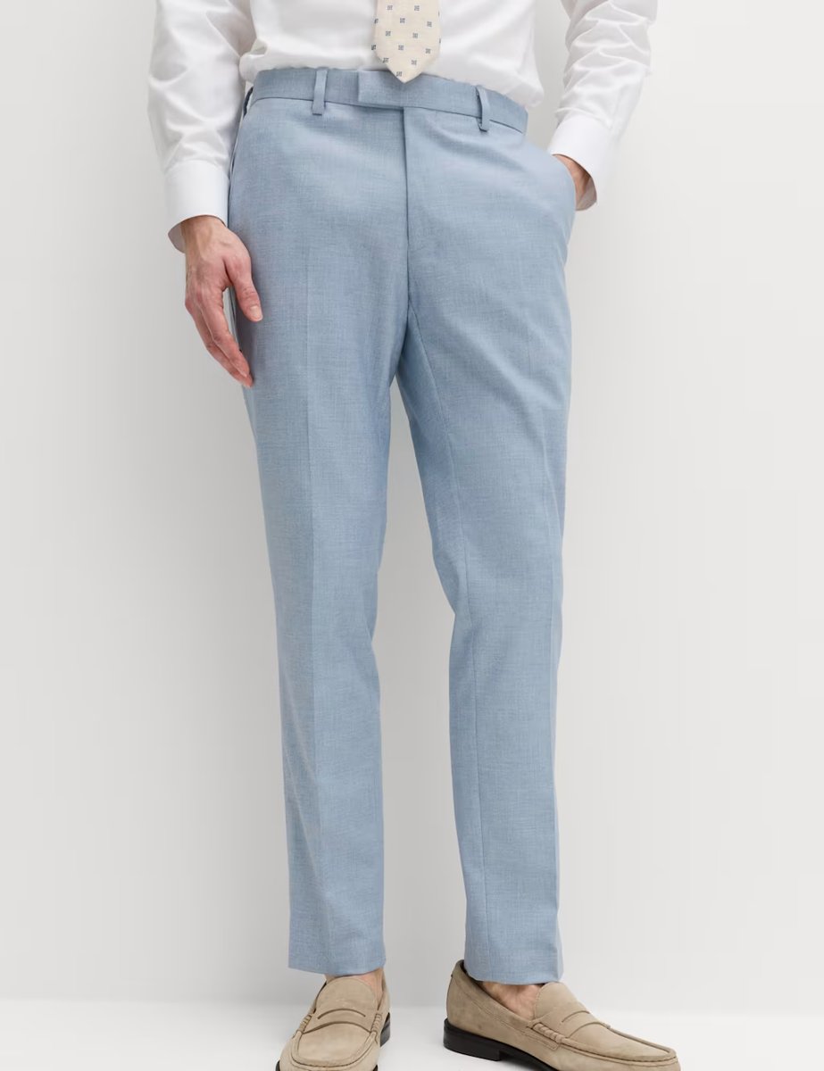 Marks & Spencer M&S Slim Fit Textured Stretch Trousers Light Blue Mix - 2