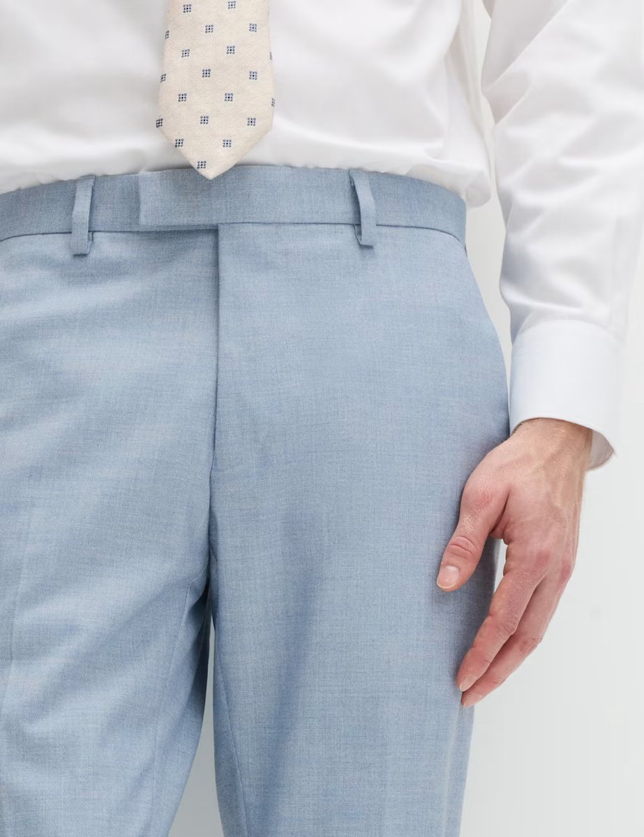 Marks & Spencer M&S Slim Fit Textured Stretch Trousers Light Blue Mix - 3