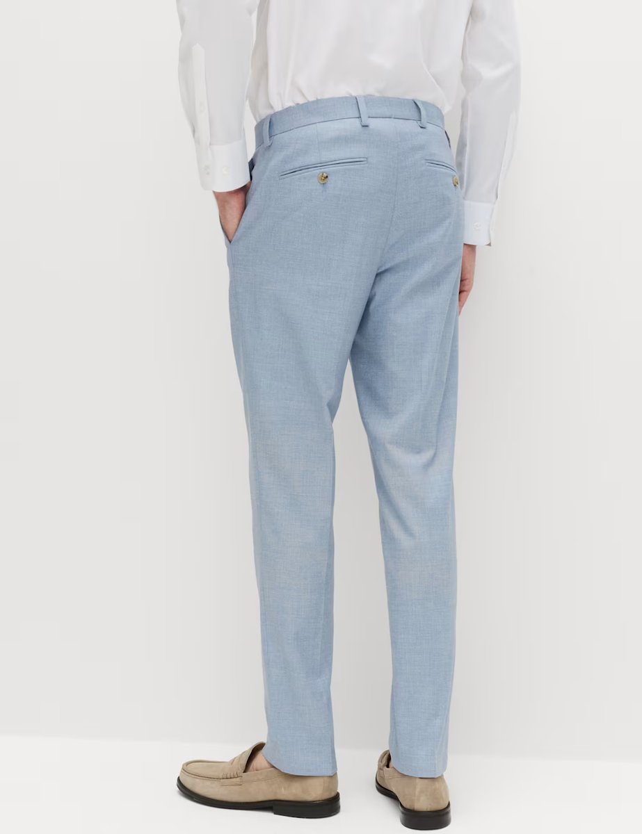 Marks & Spencer M&S Slim Fit Textured Stretch Trousers Light Blue Mix - 4