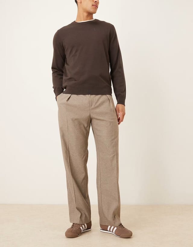 ASOS ASOS DESIGN smart pleated wide leg trousers in pebble texture - 2