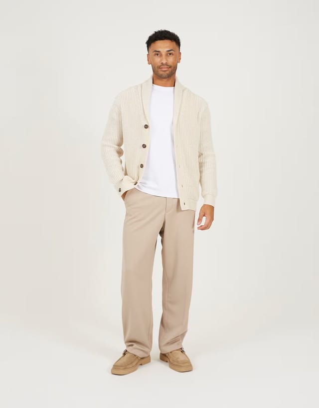 ASOS Brave Soul Shawl neck chunky knit cardigan in ecru - 2