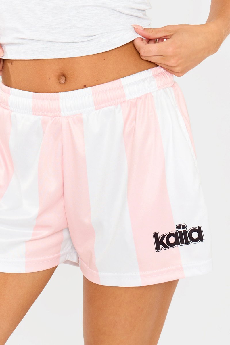 Kaiia Kaiia Mini Football Shorts Pink Stripe - 2