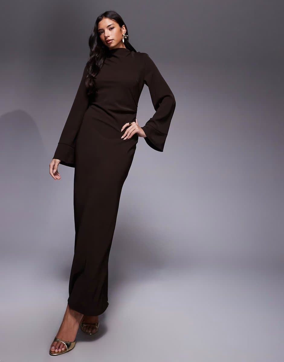 ASOS ASOS DESIGN clean crepe maxi dress in chocolate