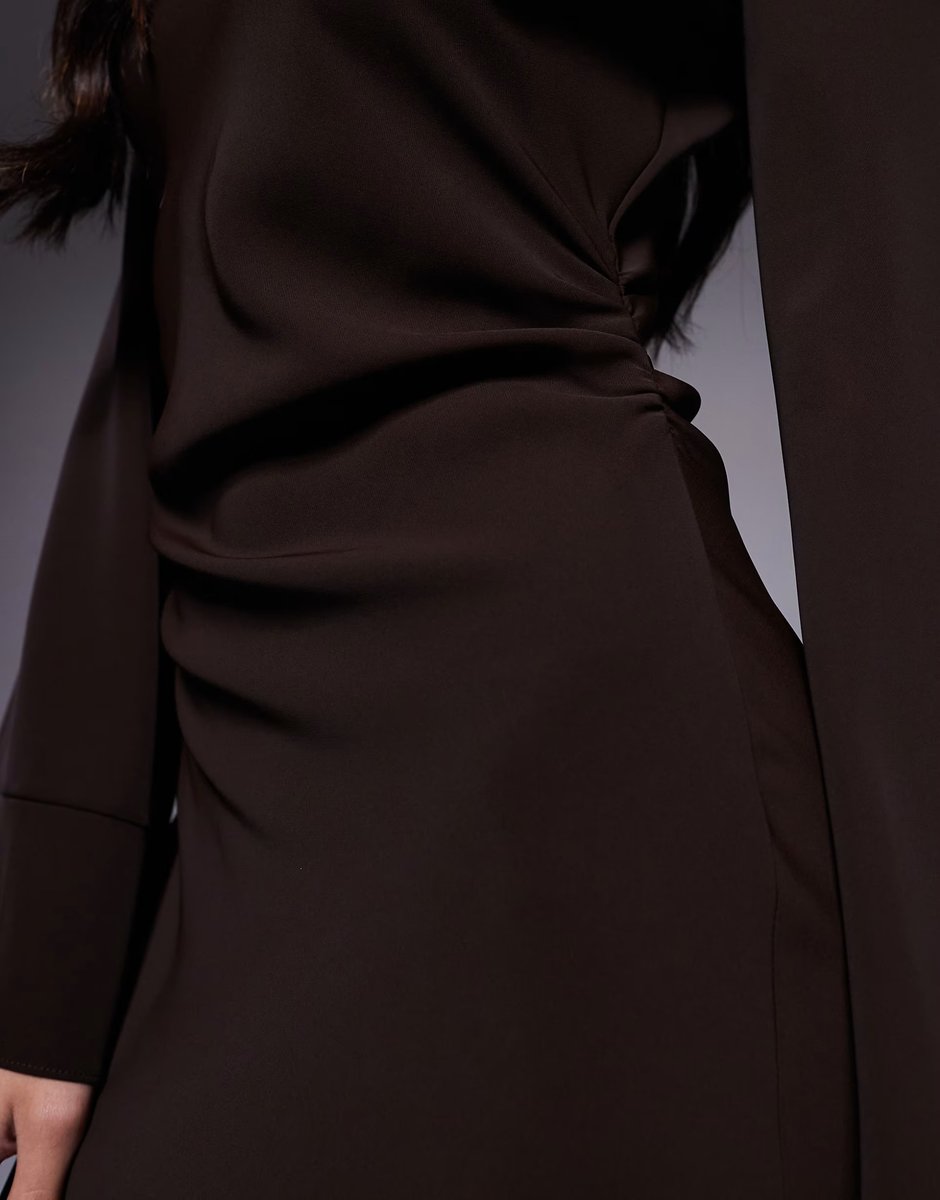 ASOS ASOS DESIGN clean crepe maxi dress in chocolate - 4