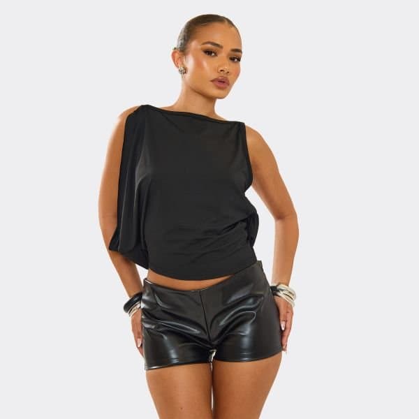 EGO EGO Slash Neck Sleeveless Top in Black