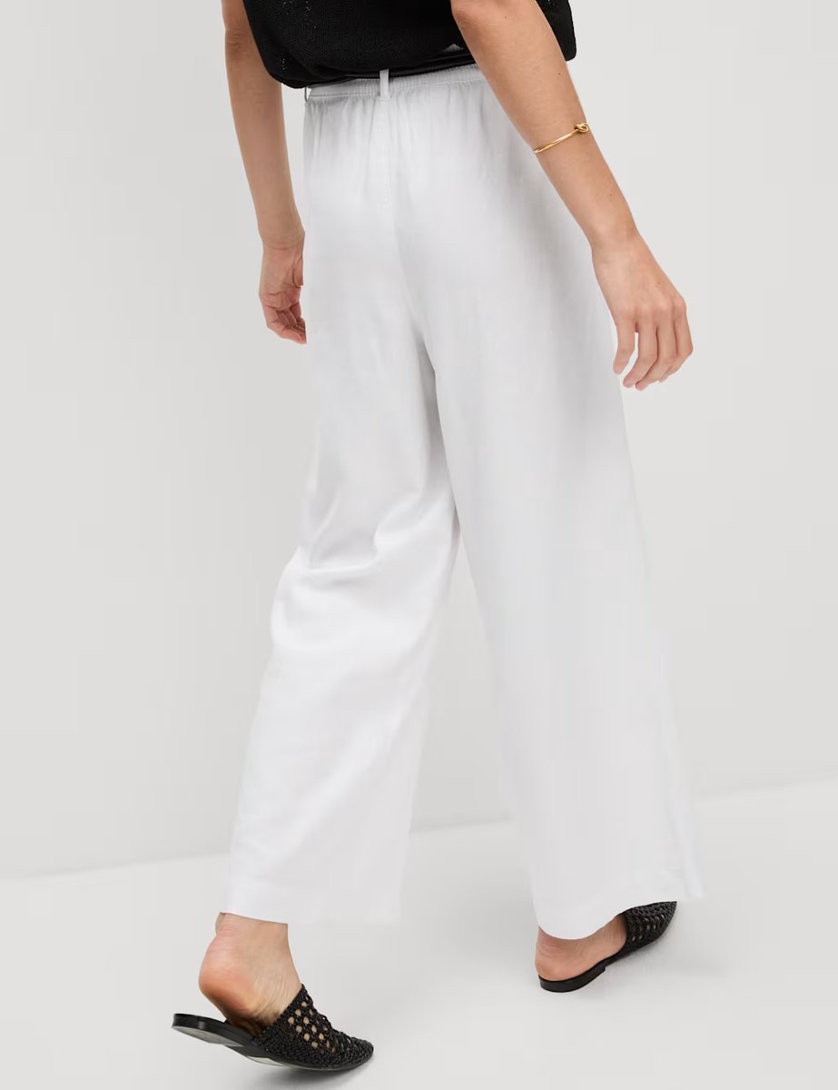 Marks & Spencer M&S Linen Rich Wide Leg Cropped Trousers White - 2