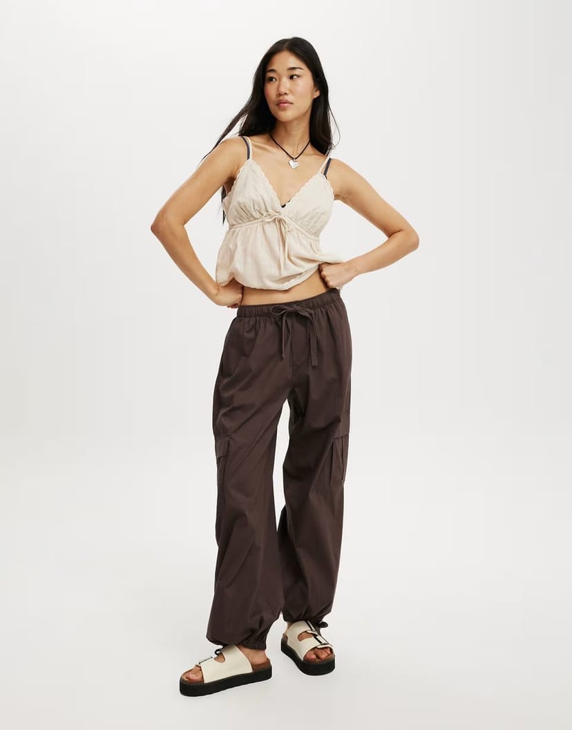 ASOS Cotton On Summer cargo pant in brown - 1