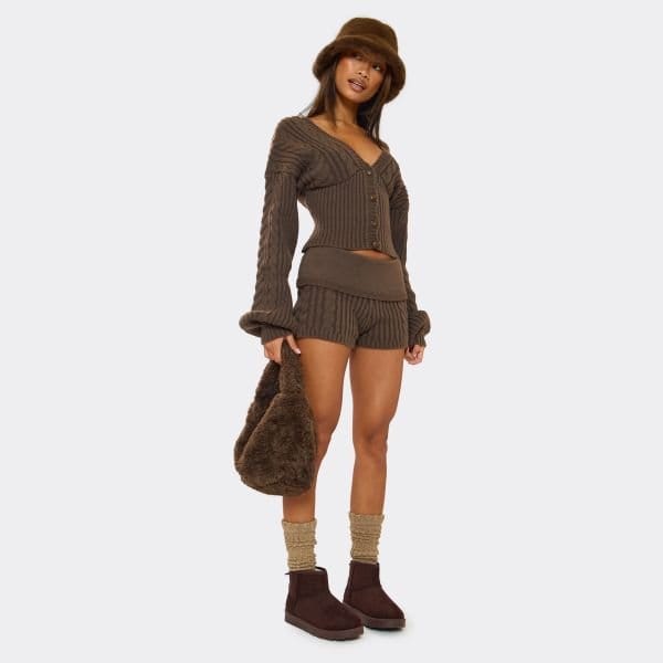 EGO Apple Faux Fur Lining Ankle Boot In Brown Faux Suede, Women's Size UK 3 - 1