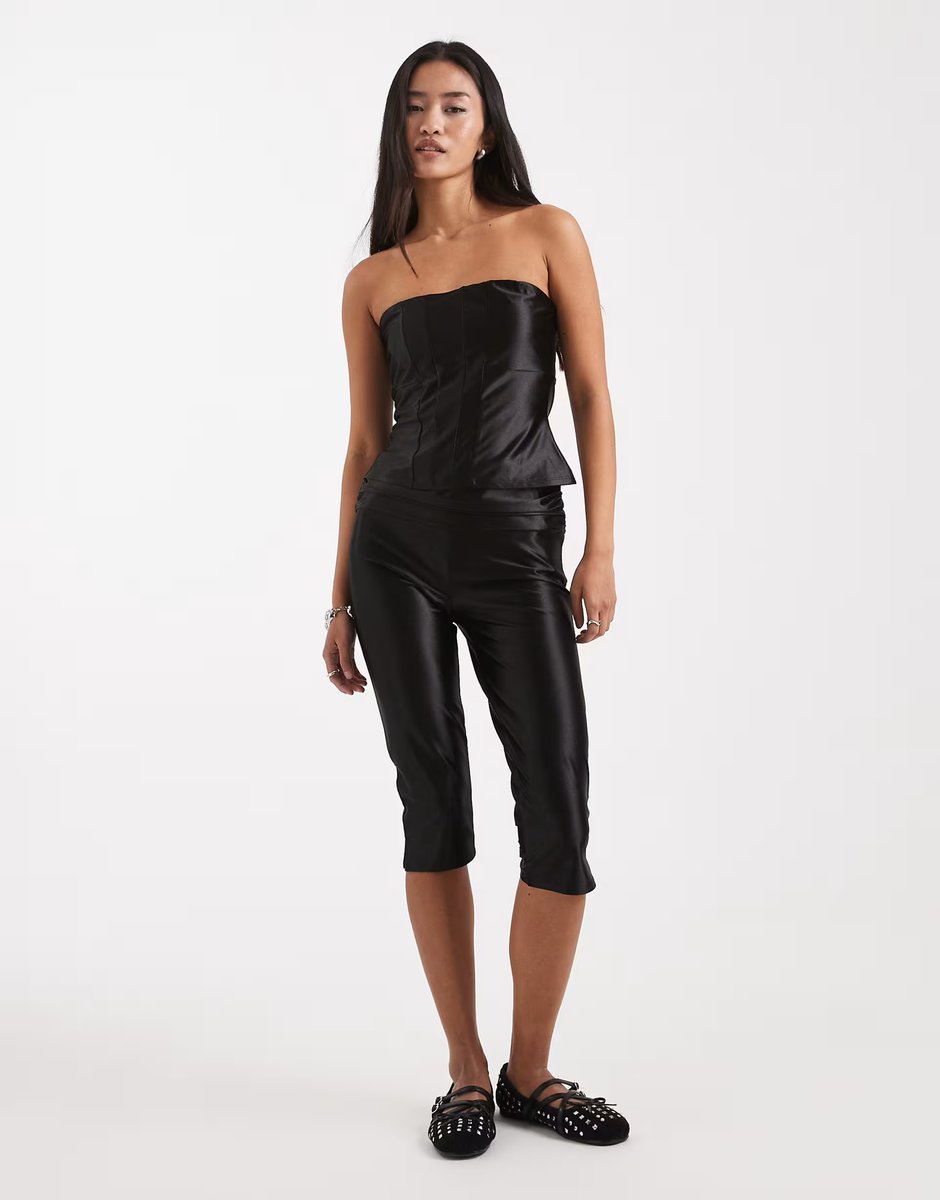 ASOS COLLUSION stretch satin bandeau corset top co-ord - 2