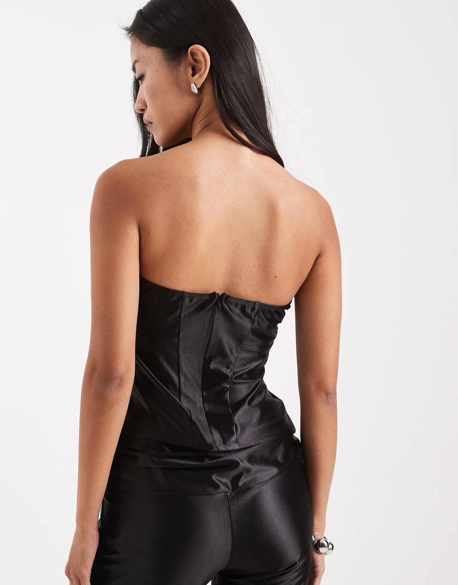 ASOS COLLUSION stretch satin bandeau corset top co-ord - 3