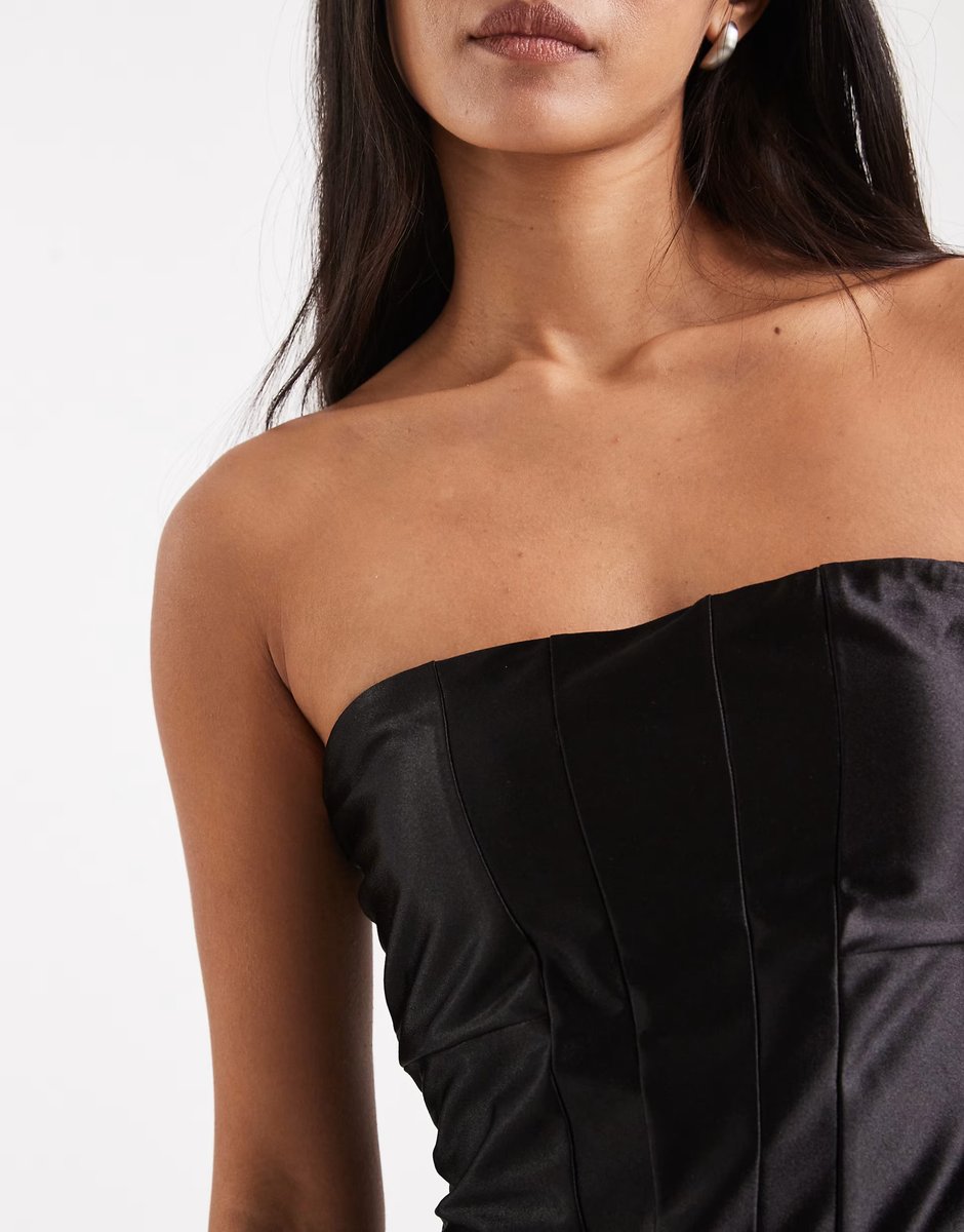 ASOS COLLUSION stretch satin bandeau corset top co-ord - 4