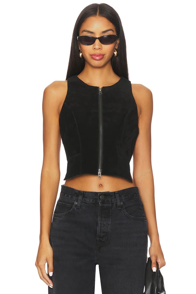 revolve Revolve Crazy Life Leather Crop Top in Black