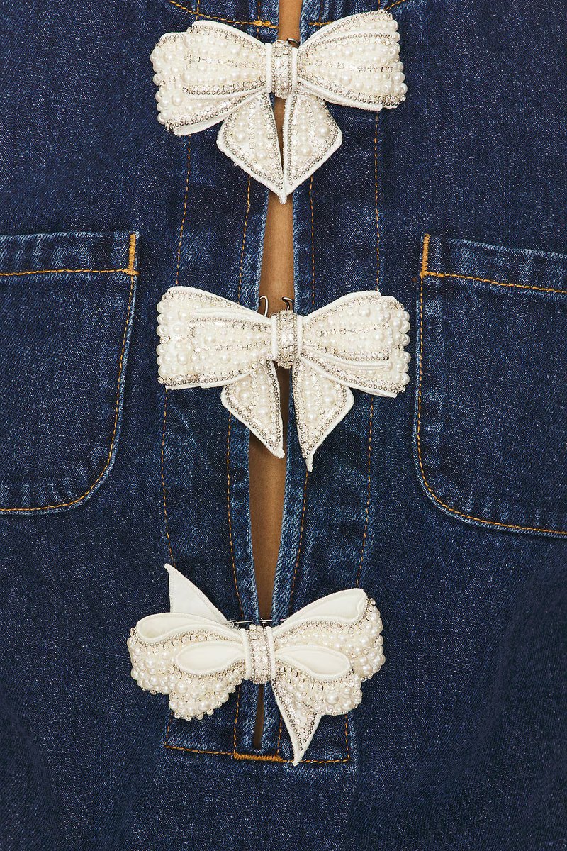 revolve Denim Bow Mini Dress - 4