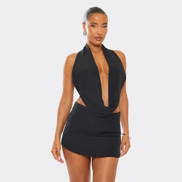 EGO EGO Cowl Neck Open Back Top in Black