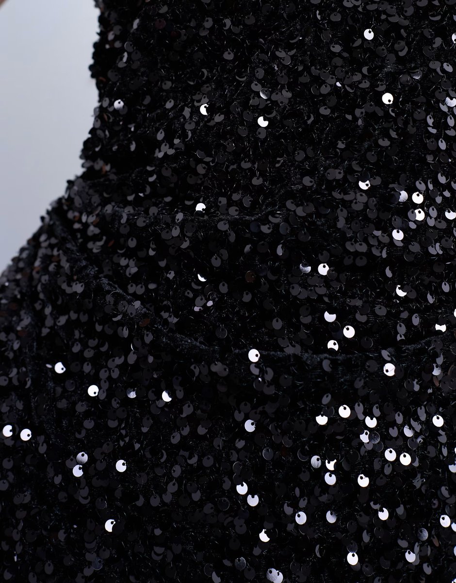 ASOS Topshop velvet sequin halter top in black - 3