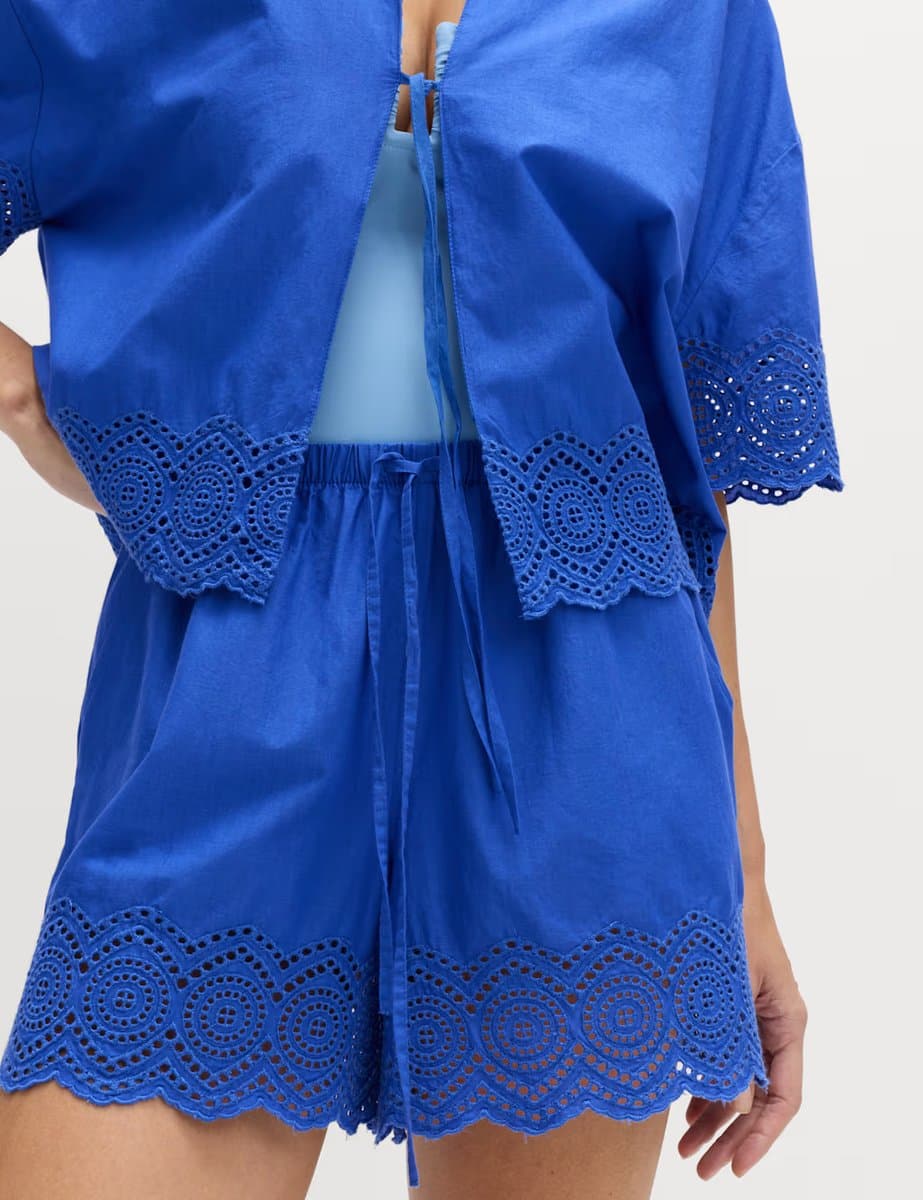 Marks & Spencer M&S Pure Cotton Cutwork Beach Shorts Cobalt