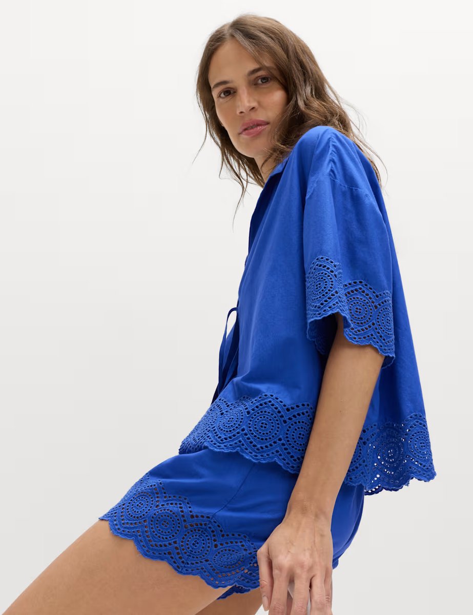 Marks & Spencer M&S Pure Cotton Cutwork Beach Shorts Cobalt - 4