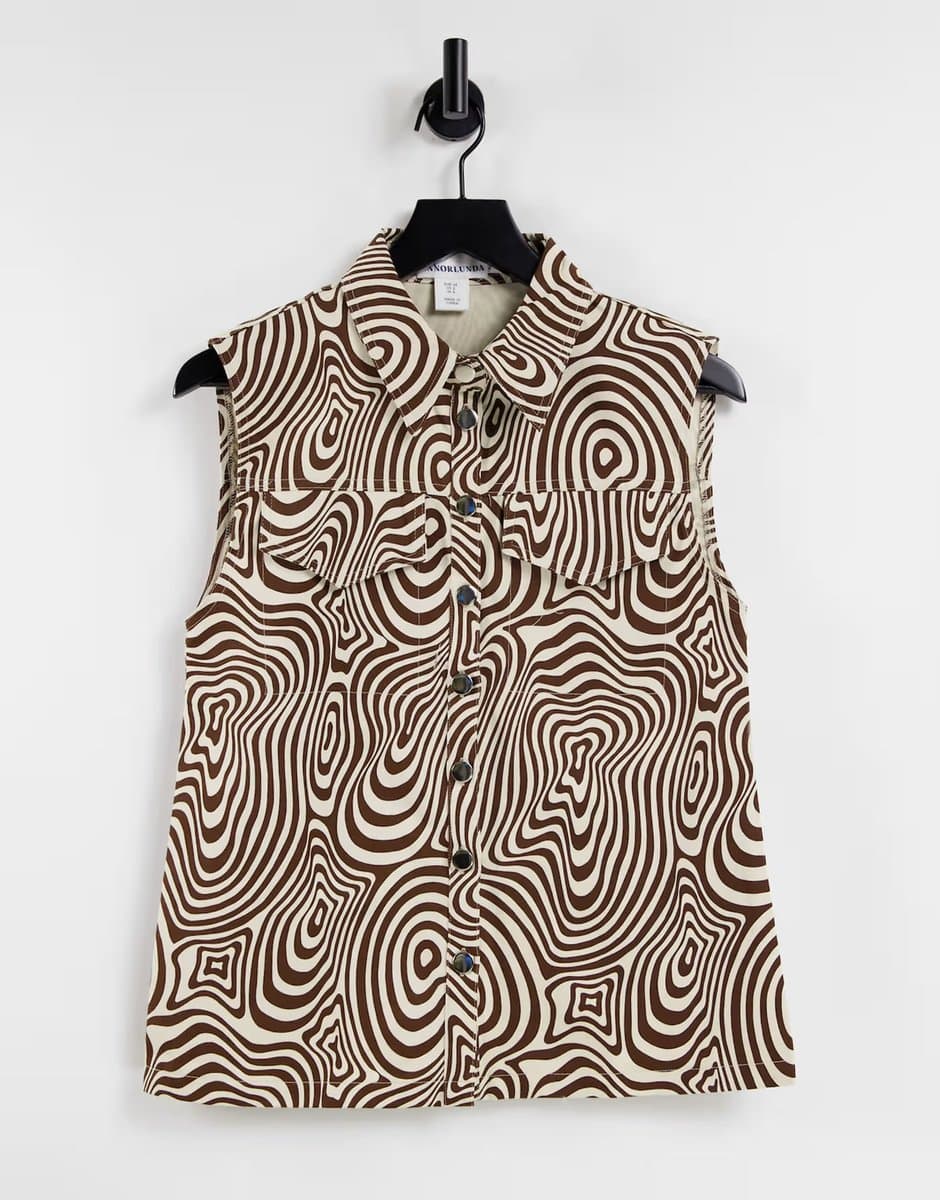 ASOS Annorlunda denim gilet in swirl print co-ord