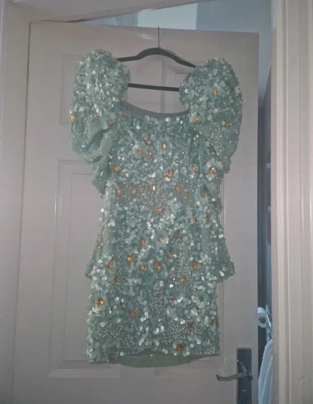ASOS Mint heavily embellished asos luxe dress