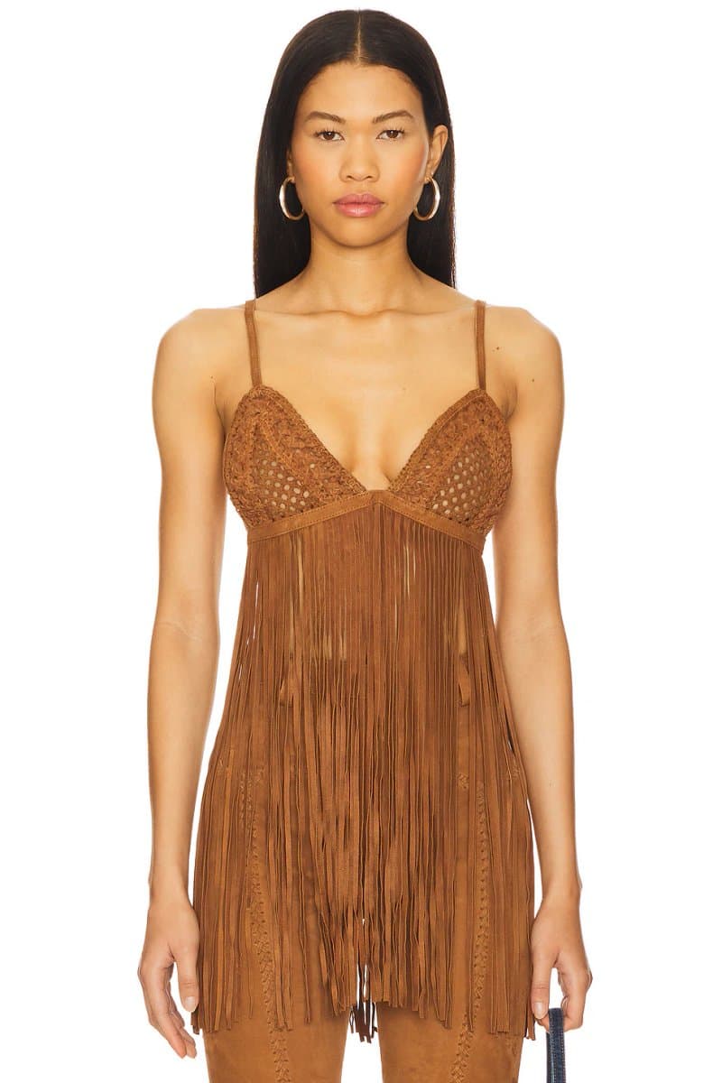 revolve Jacinta Suede Fringe Bra
