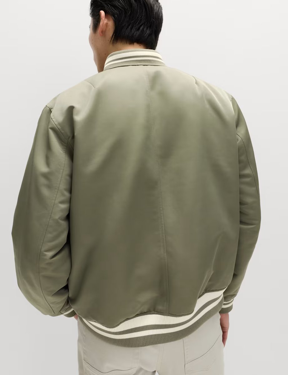Marks & Spencer M&S Satin Effect Lightweight Bomber Jacket Dark Sage - 3