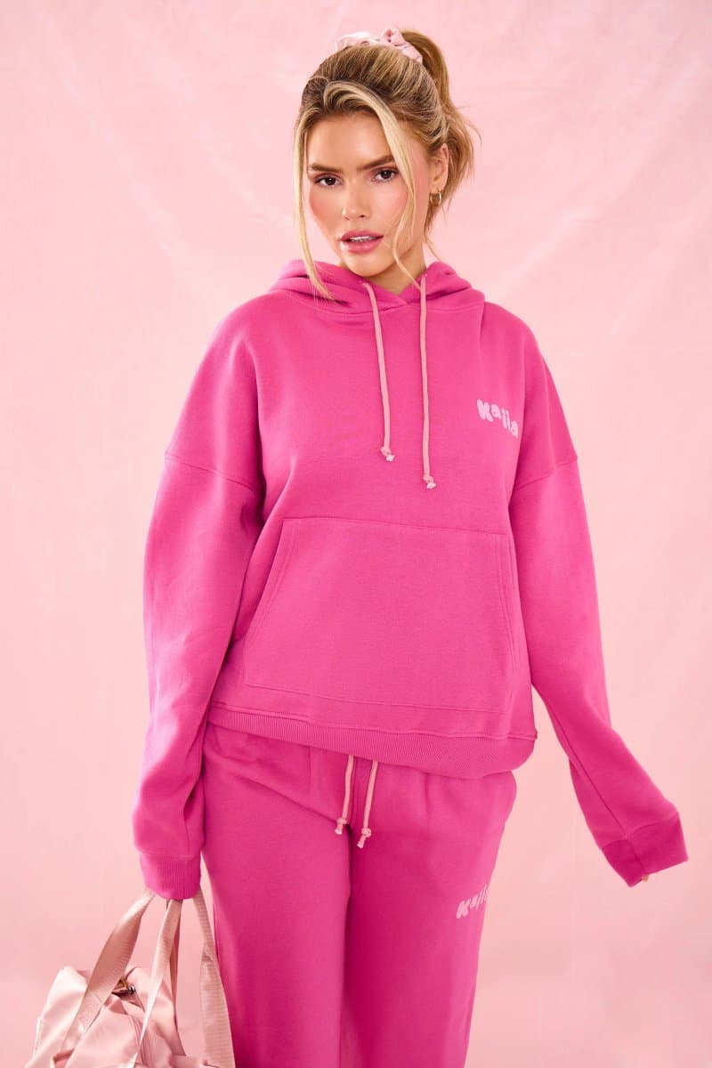Kaiia Kaiia Bubble Graphic Oversized Hoodie Dragonfruit
