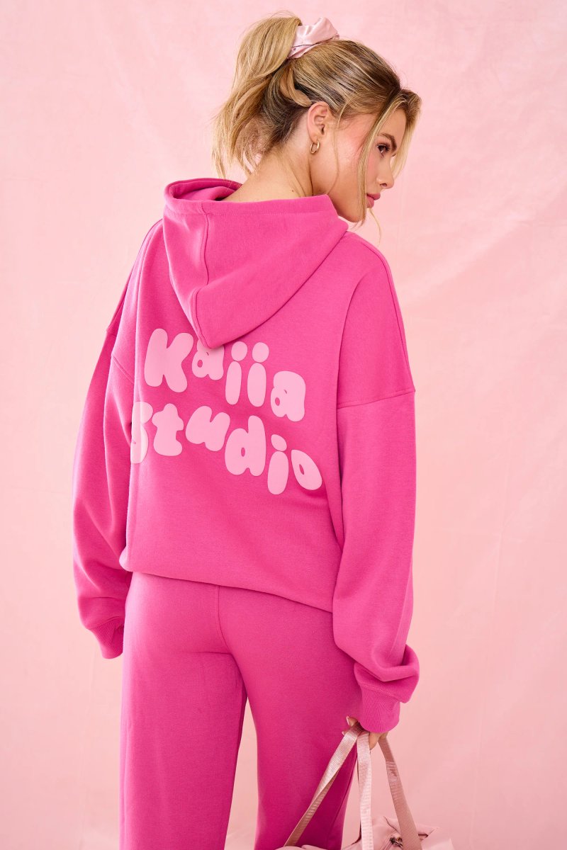 Kaiia Kaiia Bubble Graphic Oversized Hoodie Dragonfruit - 2