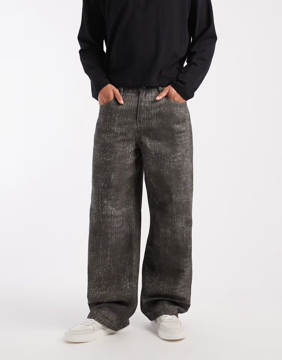 ASOS ASOS DESIGN baggy trousers in croc print