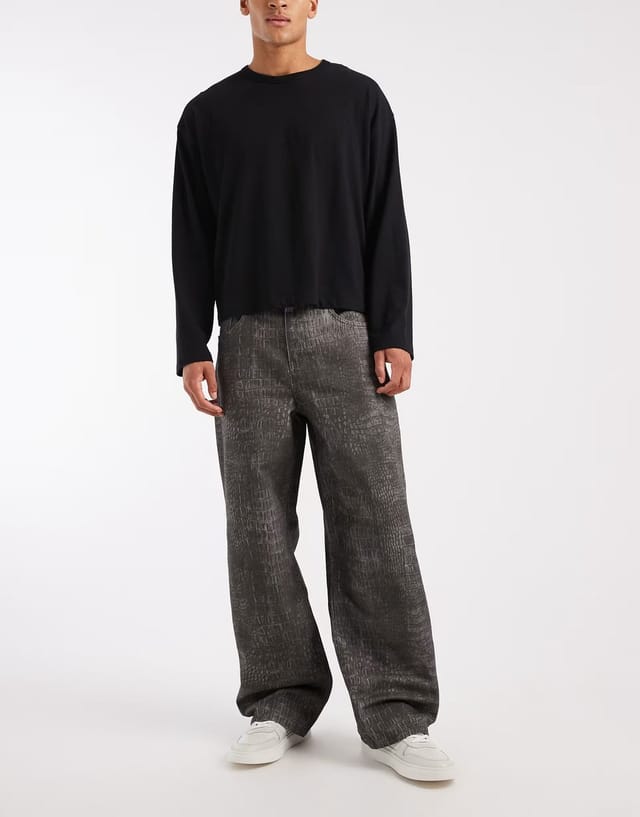 ASOS ASOS DESIGN baggy trousers in croc print - 2