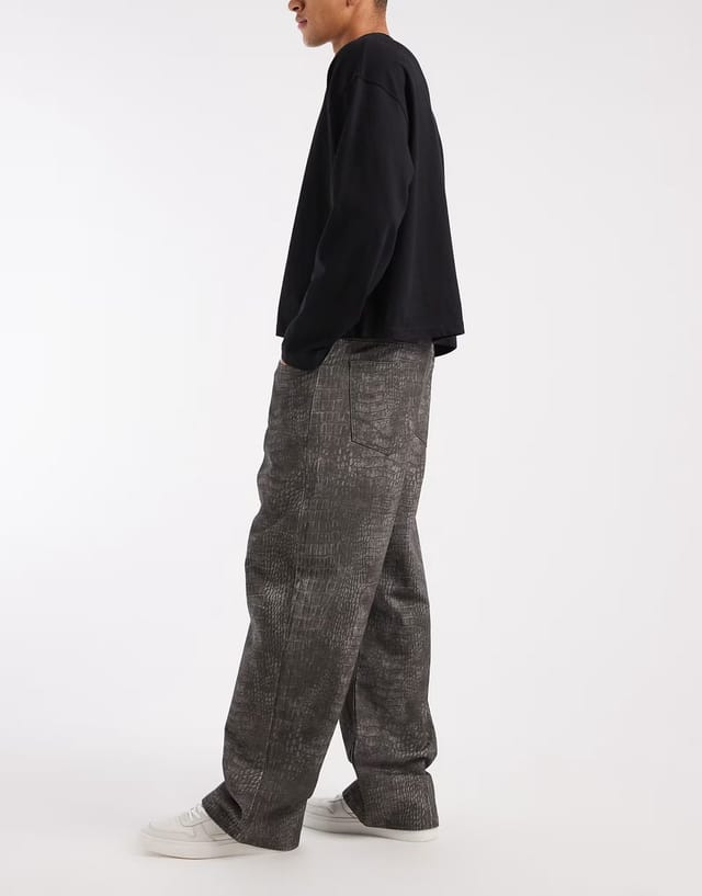 ASOS ASOS DESIGN baggy trousers in croc print - 3