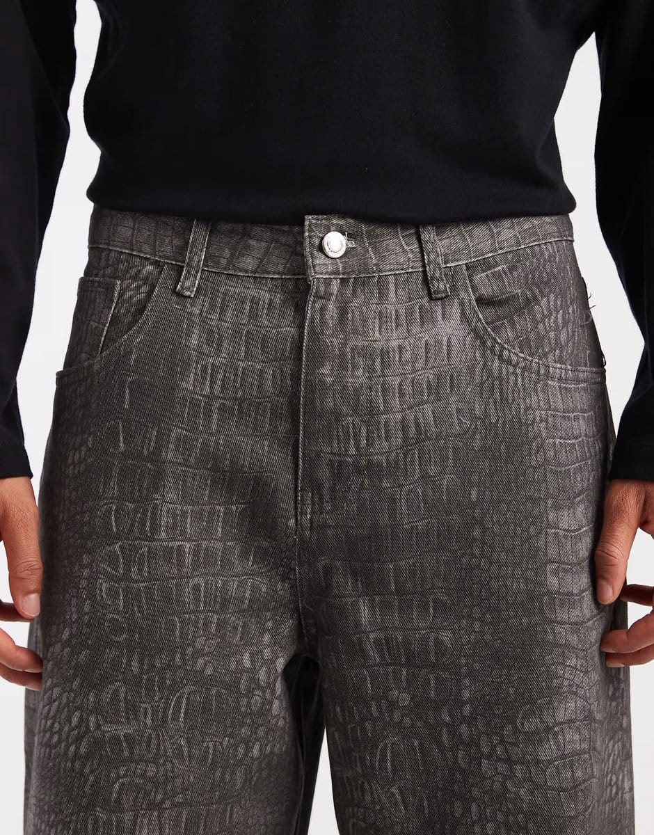 ASOS ASOS DESIGN baggy trousers in croc print - 4