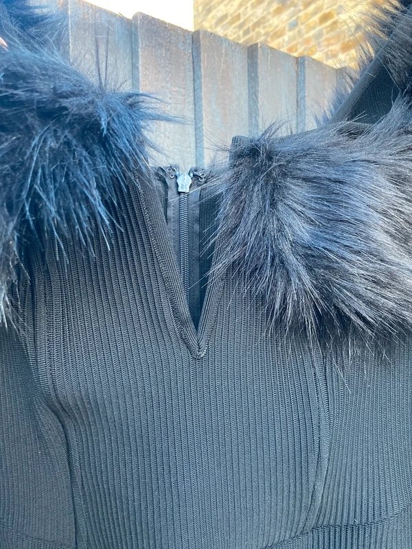 ASOS Plunge faux fur Knit mini dress - 2