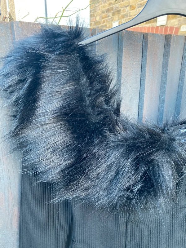 ASOS Plunge faux fur Knit mini dress - 4