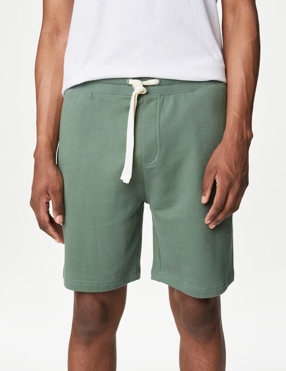 Marks & Spencer M&S Pure Cotton Drawstring Jersey Shorts Medium Green - 1