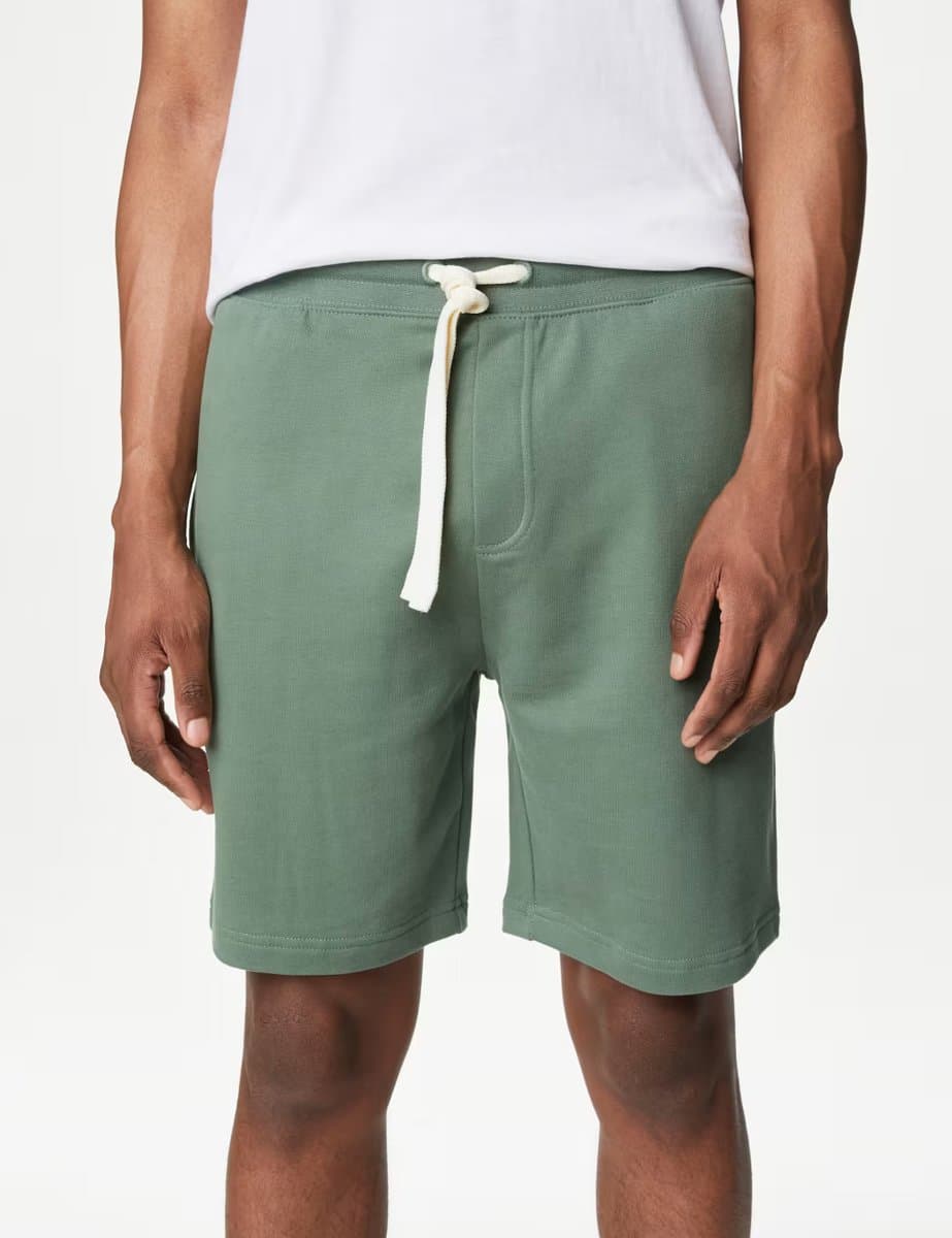 Marks & Spencer M&S Regular Fit Jersey Shorts in Medium Green