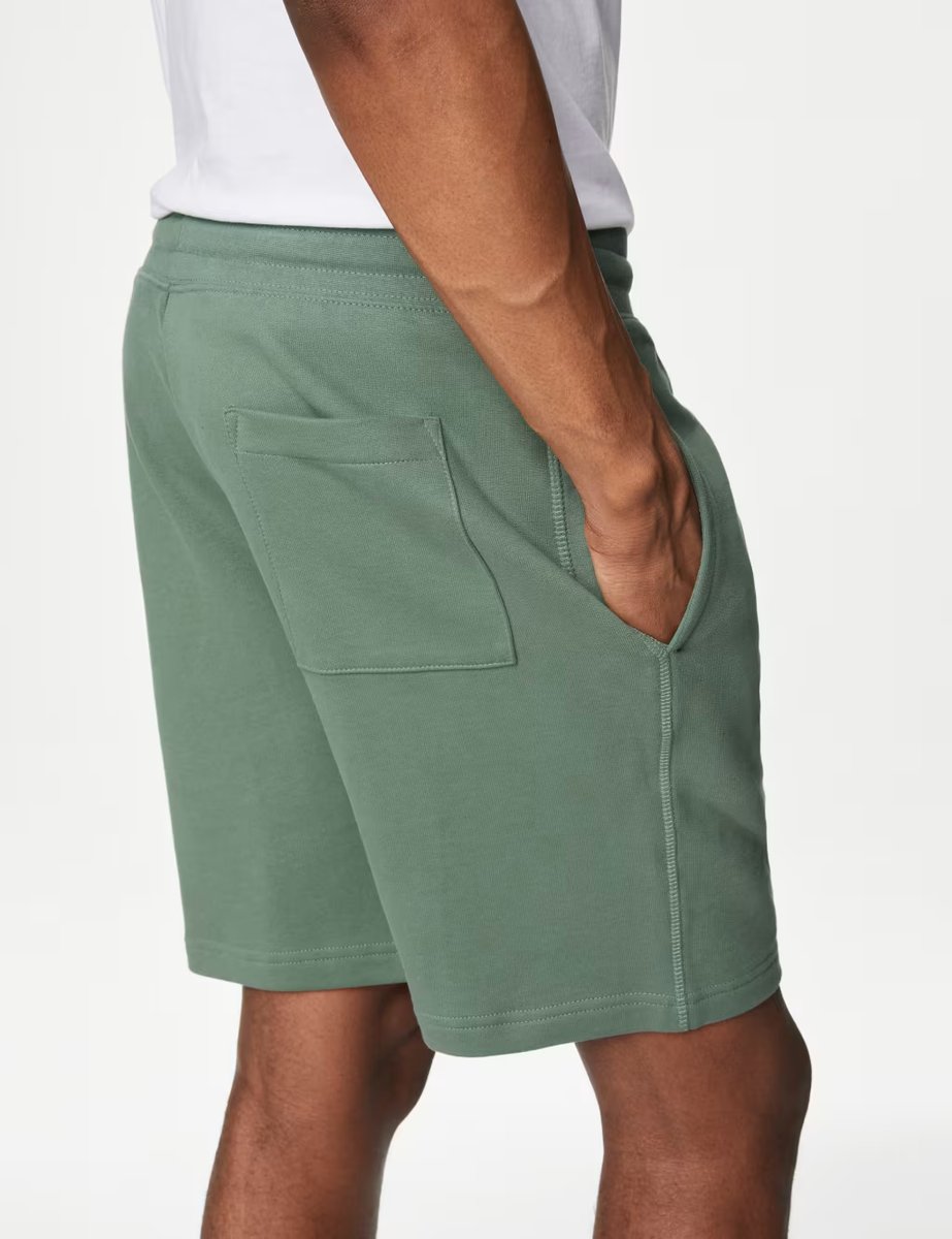 Marks & Spencer M&S Pure Cotton Drawstring Jersey Shorts Medium Green - 2