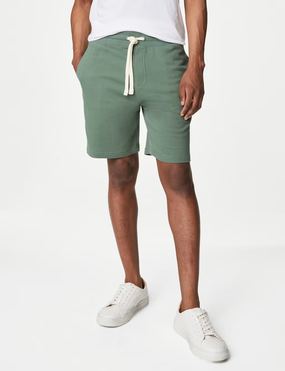 Marks & Spencer M&S Pure Cotton Drawstring Jersey Shorts Medium Green - 3