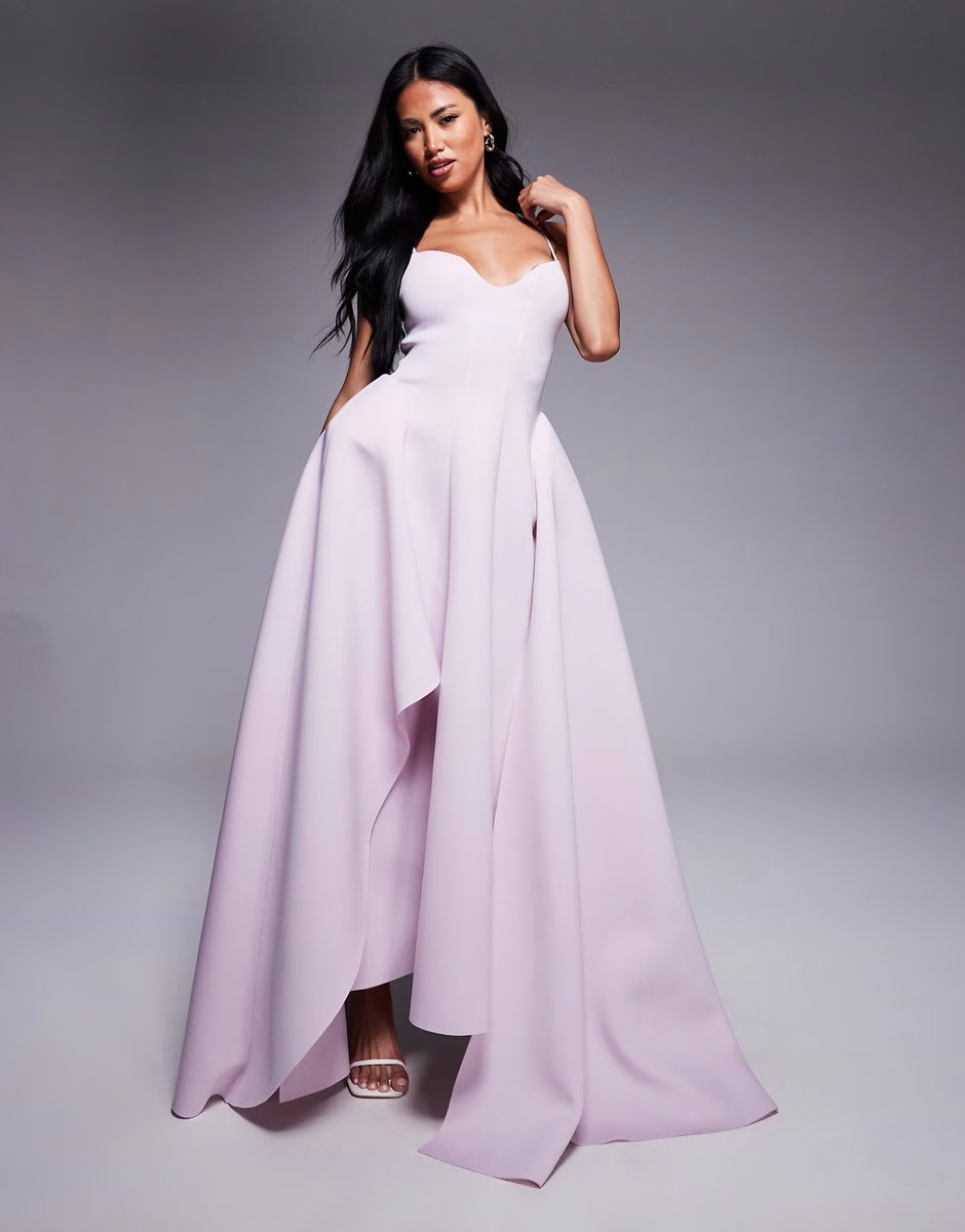 ASOS ASOS DESIGN Premium cami maxi dress with full asymmetric skirt in lilac scuba-style fabric - 1