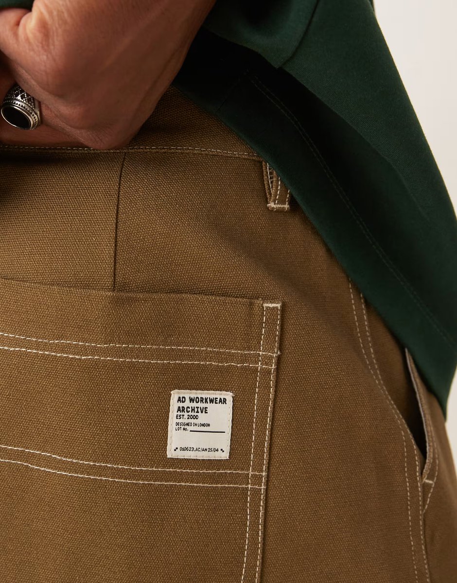 ASOS ASOS DESIGN long length shorts with carpenter detailing in brown - 2