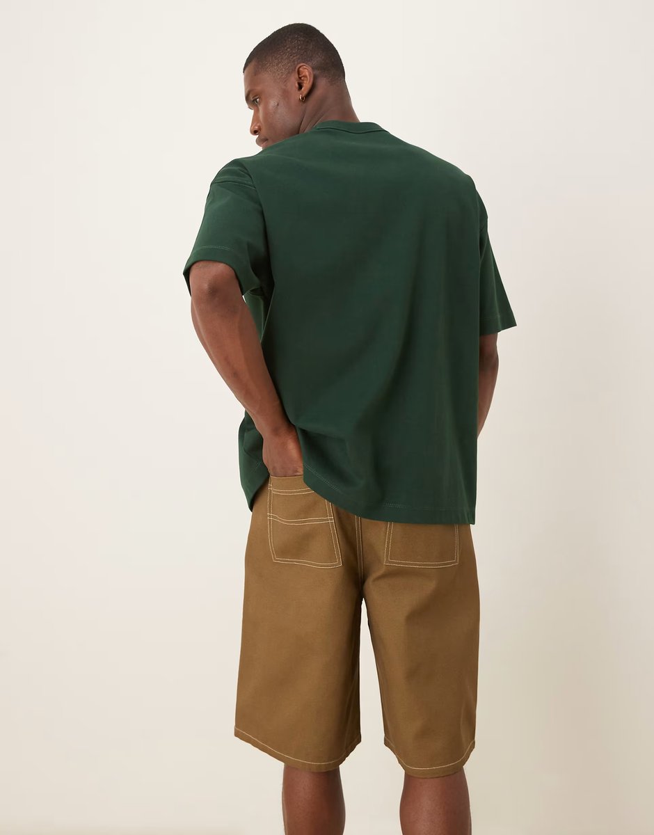 ASOS ASOS DESIGN long length shorts with carpenter detailing in brown - 3