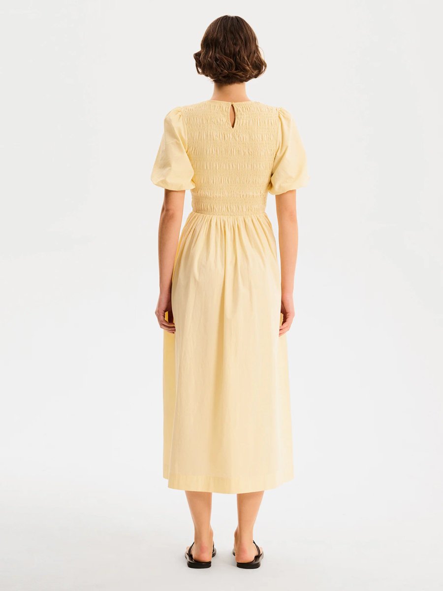OMNES Terri Midi Dress in Butter Yellow - 3