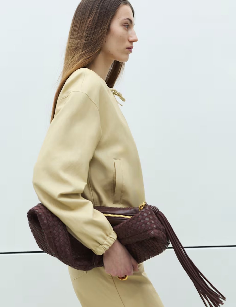 Marks & Spencer M&S Faux Leather Neck Tie Bomber Jacket Soft Yellow - 2